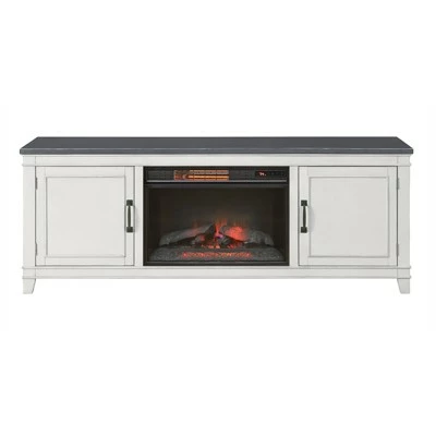 Del Mar White and Gray 70" TV Stand with Electric Fireplace - Martin Svensson Home 6 Del Mar White and Gray 70" TV Stand with Electric Fireplace - Martin Svensson Home - Image 4