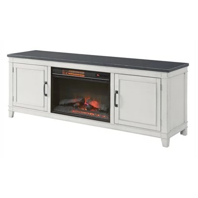 Del Mar White and Gray 70" TV Stand with Electric Fireplace - Martin Svensson Home 9 Del Mar White and Gray 70" TV Stand with Electric Fireplace - Martin Svensson Home - Image 7