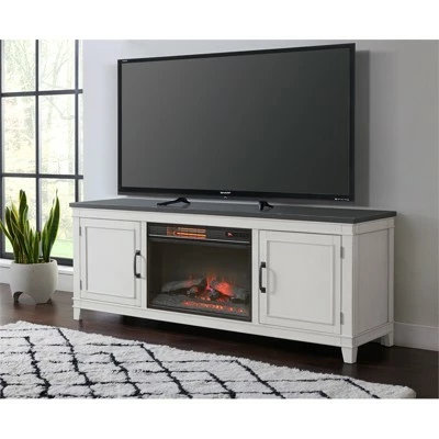 Del Mar White and Gray 70" TV Stand with Electric Fireplace - Martin Svensson Home 10 Del Mar White and Gray 70" TV Stand with Electric Fireplace - Martin Svensson Home - Image 8