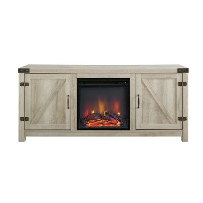Clarabelle Double Door Farmhouse Electric Fireplace TV Stand for TVs up to 65" - Saracina Home White Oak 5 Clarabelle Double Door Farmhouse Electric Fireplace TV Stand for TVs up to 65" - Saracina Home White Oak - Image 3