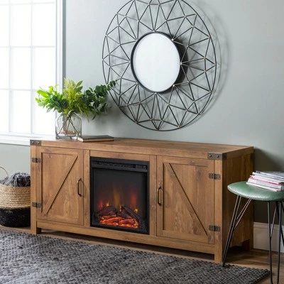 Clarabelle Double Door Farmhouse Electric Fireplace TV Stand for TVs up to 65" - Saracina Home White Oak 10 Clarabelle Double Door Farmhouse Electric Fireplace TV Stand for TVs up to 65" - Saracina Home White Oak - Image 8