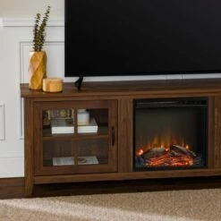Tasi Transitional Farmhouse Glass Window Pane Door with Electric Fireplace TV Stand for TVs up to 80" - Saracina Home Dark Walnut 27 Tasi Transitional Farmhouse Glass Window Pane Door with Electric Fireplace TV Stand for TVs up to 80" - Saracina Home Dark Walnut -Cheap TV Stands Store unnamed file 1042
