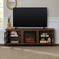 Tasi Transitional Farmhouse Glass Window Pane Door with Electric Fireplace TV Stand for TVs up to 80" - Saracina Home Dark Walnut 30 Tasi Transitional Farmhouse Glass Window Pane Door with Electric Fireplace TV Stand for TVs up to 80" - Saracina Home Dark Walnut -Cheap TV Stands Store unnamed file 1045