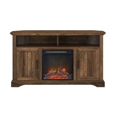 Kevland 2 Door Transitional Corner Highboy TV Stand with Fireplace for TVs up to 60" - Saracina Home Rustic Oak 6 Kevland 2 Door Transitional Corner Highboy TV Stand with Fireplace for TVs up to 60" - Saracina Home Rustic Oak - Image 4