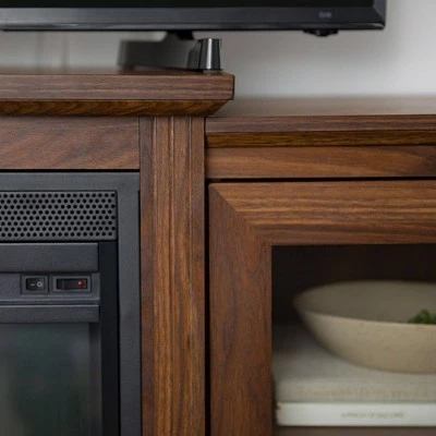 Tiered Double Door Electric Fireplace TV Stand for TVs up to 30" - Saracina Home Dark Walnut 15 Tiered Double Door Electric Fireplace TV Stand for TVs up to 30" - Saracina Home Dark Walnut - Image 13