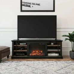 Room & Joy Voltaire Fireplace TV Stand For TVs Up To 70" Black - Room & Joy