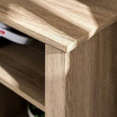 Wood Open Shelf Corner Highboy Electric Fireplace TV Stand for TVs up to 50" - Saracina Home Black 4 Wood Open Shelf Corner Highboy Electric Fireplace TV Stand for TVs up to 50" - Saracina Home Black - Image 2