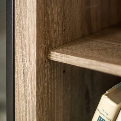 Wood Open Shelf Corner Highboy Electric Fireplace TV Stand for TVs up to 50" - Saracina Home Black 6 Wood Open Shelf Corner Highboy Electric Fireplace TV Stand for TVs up to 50" - Saracina Home Black - Image 4