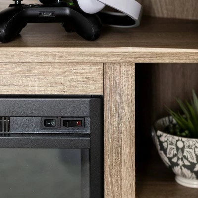 Wood Open Shelf Corner Highboy Electric Fireplace TV Stand for TVs up to 50" - Saracina Home Black 7 Wood Open Shelf Corner Highboy Electric Fireplace TV Stand for TVs up to 50" - Saracina Home Black - Image 5