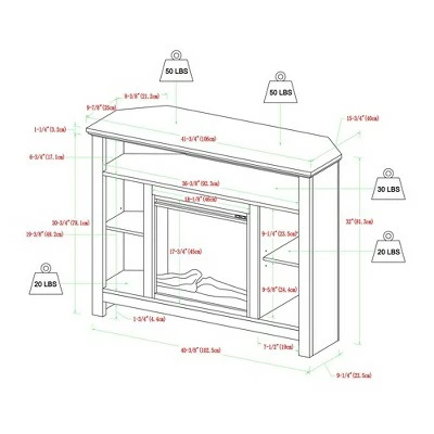 Wood Open Shelf Corner Highboy Electric Fireplace TV Stand for TVs up to 50" - Saracina Home Black 9 Wood Open Shelf Corner Highboy Electric Fireplace TV Stand for TVs up to 50" - Saracina Home Black - Image 7