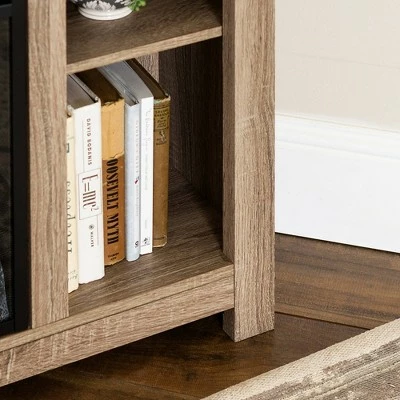 Wood Open Shelf Corner Highboy Electric Fireplace TV Stand for TVs up to 50" - Saracina Home Black 10 Wood Open Shelf Corner Highboy Electric Fireplace TV Stand for TVs up to 50" - Saracina Home Black - Image 8