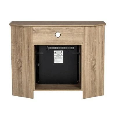 Wood Open Shelf Corner Highboy Electric Fireplace TV Stand for TVs up to 50" - Saracina Home Black 11 Wood Open Shelf Corner Highboy Electric Fireplace TV Stand for TVs up to 50" - Saracina Home Black - Image 9