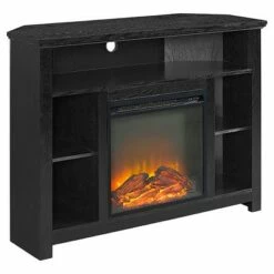 Wood Open Shelf Corner Highboy Electric Fireplace TV Stand for TVs up to 50" - Saracina Home Black 25 Wood Open Shelf Corner Highboy Electric Fireplace TV Stand for TVs up to 50" - Saracina Home Black -Cheap TV Stands Store unnamed file 1160