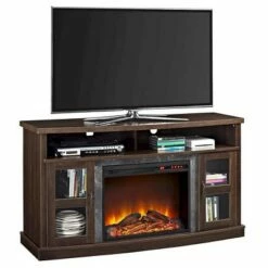 Room & Joy 60" Fairmount Fireplace Console with Glass Doors Espresso - Room & Joy