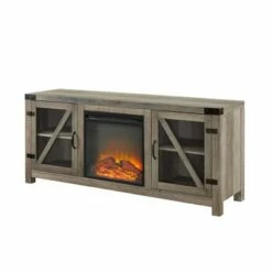 Clarabelle Rustic Farmhouse Electric Fireplace TV Stand for TVs up to 65" - Saracina Home Stone Gray -Cheap TV Stands Store unnamed file 1199