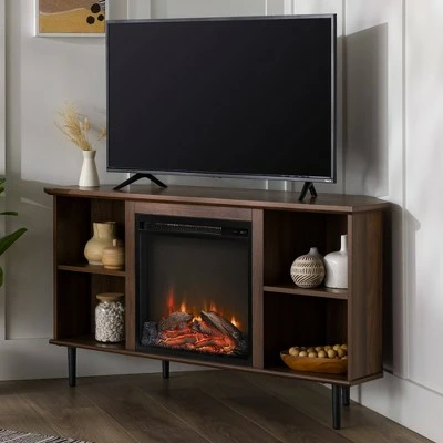 Helen Modern Transitional Corner with Electric Fireplace TV Stand for TVs up to 55" - Saracina Home Rustic Oak 3 Helen Modern Transitional Corner with Electric Fireplace TV Stand for TVs up to 55" - Saracina Home Rustic Oak