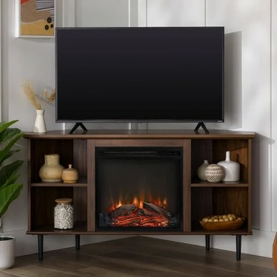 Helen Modern Transitional Corner with Electric Fireplace TV Stand for TVs up to 55" - Saracina Home Rustic Oak 5 Helen Modern Transitional Corner with Electric Fireplace TV Stand for TVs up to 55" - Saracina Home Rustic Oak - Image 3