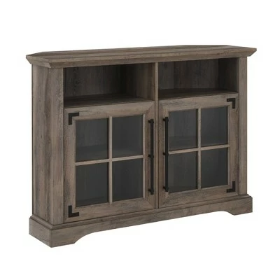 Avalene Rustic Farmhouse Corner TV Stand for TVs up to 50" - Saracina Home Gray Wash 7 Avalene Rustic Farmhouse Corner TV Stand for TVs up to 50" - Saracina Home Gray Wash - Image 6