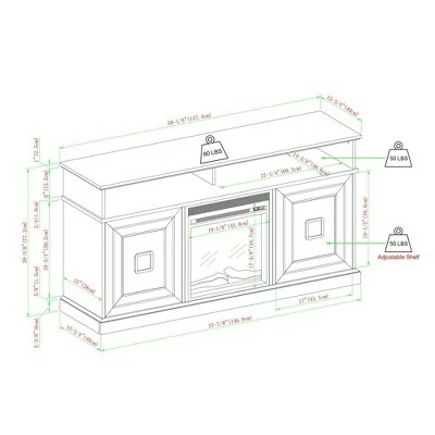 Modern 2 Door TV Stand with Electric Fireplace for TVs up to 65" - Saracina Home Slate Gray 8 Modern 2 Door TV Stand with Electric Fireplace for TVs up to 65" - Saracina Home Slate Gray - Image 6