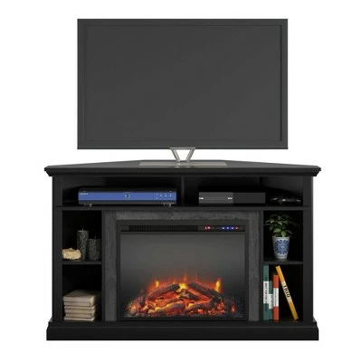 50" Irving Electric Corner Fireplace TV Stand - Room & Joy Black 3 50" Irving Electric Corner Fireplace TV Stand - Room & Joy Black
