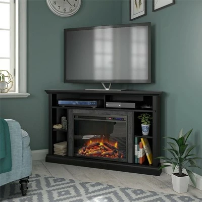 50" Irving Electric Corner Fireplace TV Stand - Room & Joy Black 5 50" Irving Electric Corner Fireplace TV Stand - Room & Joy Black - Image 3