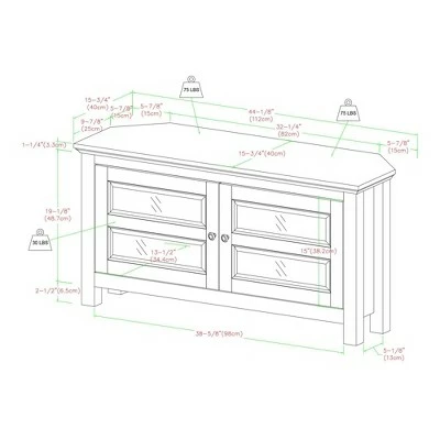 Modern 2 Glass Door Corner TV Stand for TVs up to 48" - Saracina Home Espresso 8 Modern 2 Glass Door Corner TV Stand for TVs up to 48" - Saracina Home Espresso - Image 6
