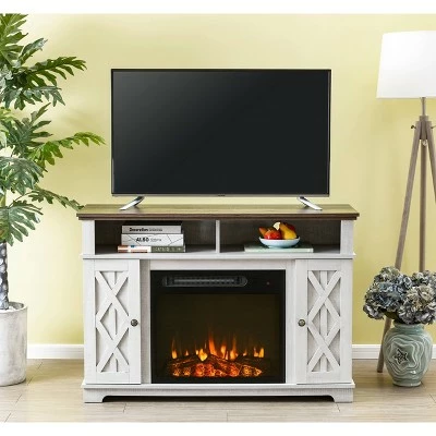 48" TV Stand for TVs up to 55" with Electric Fireplace White - Home Essentials 3 48" TV Stand for TVs up to 55" with Electric Fireplace White - Home Essentials