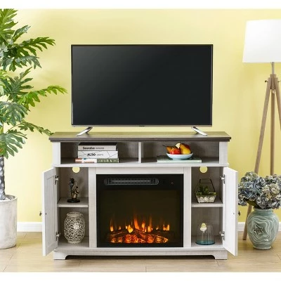 48" TV Stand for TVs up to 55" with Electric Fireplace White - Home Essentials 4 48" TV Stand for TVs up to 55" with Electric Fireplace White - Home Essentials - Image 2