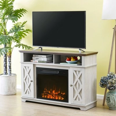 48" TV Stand for TVs up to 55" with Electric Fireplace White - Home Essentials 5 48" TV Stand for TVs up to 55" with Electric Fireplace White - Home Essentials - Image 3