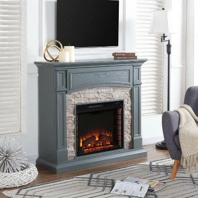 Salski Electric Media Fireplace Gray/Weathered Stone - Aiden Lane 3 Salski Electric Media Fireplace Gray/Weathered Stone - Aiden Lane