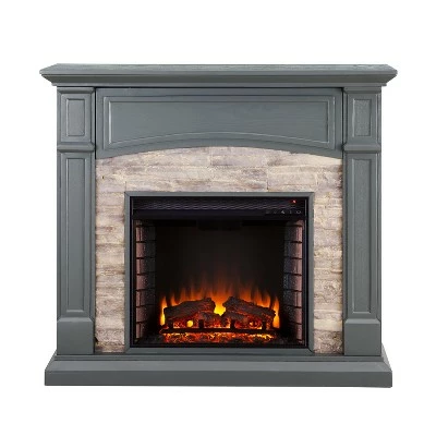 Salski Electric Media Fireplace Gray/Weathered Stone - Aiden Lane 5 Salski Electric Media Fireplace Gray/Weathered Stone - Aiden Lane - Image 3
