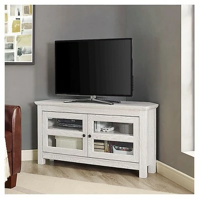 Modern 2 Glass Door Corner TV Stand for TVs up to 48" - Saracina Home Espresso 14 Modern 2 Glass Door Corner TV Stand for TVs up to 48" - Saracina Home Espresso - Image 12