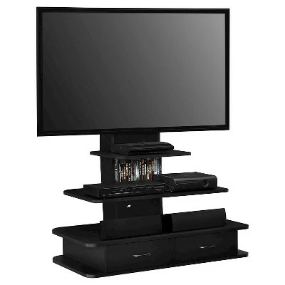 Solar TV Stand for TVs up to 70" with Mount and Drawers - Room & Joy Black 4 Solar TV Stand for TVs up to 70" with Mount and Drawers - Room & Joy Black - Image 2