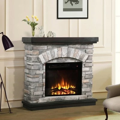 36" Freestanding Electric Fireplace Gray - Home Essentials 3 36" Freestanding Electric Fireplace Gray - Home Essentials