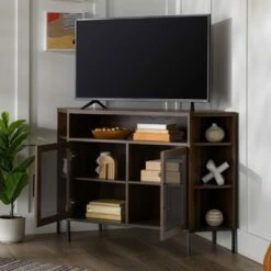 Corner TV Stand for TVs up to 55" with Metal Mesh Doors - Saracina Home Rustic Oak 19 Corner TV Stand for TVs up to 55" with Metal Mesh Doors - Saracina Home Rustic Oak -Cheap TV Stands Store unnamed file 184