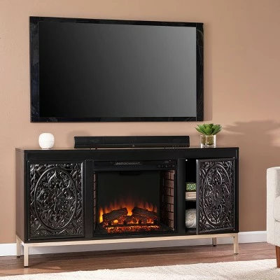 Yupayne Electric Fireplace Console with Media Storage Black - Aiden Lane 4 Yupayne Electric Fireplace Console with Media Storage Black - Aiden Lane - Image 2