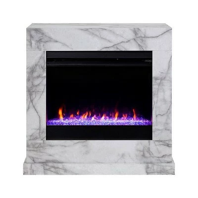 Dridun Faux Marble Color Changing Fireplace White/Gray - Aiden Lane 3 Dridun Faux Marble Color Changing Fireplace White/Gray - Aiden Lane