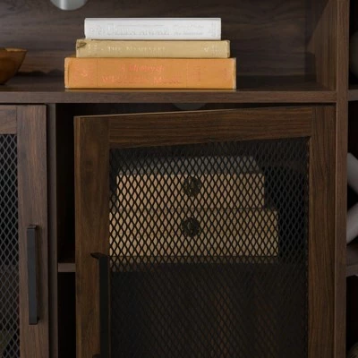 Corner TV Stand for TVs up to 55" with Metal Mesh Doors - Saracina Home Rustic Oak 11 Corner TV Stand for TVs up to 55" with Metal Mesh Doors - Saracina Home Rustic Oak - Image 9