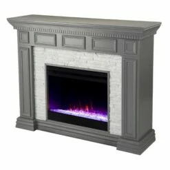 Brothye Color Changing Fireplace with Faux Stone Gray - Aiden Lane