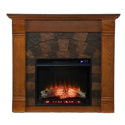Paulm Faux Stone Touch Panel Electric Fireplace Salem Antique Oak - Aiden Lane 5 Paulm Faux Stone Touch Panel Electric Fireplace Salem Antique Oak - Aiden Lane - Image 3