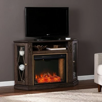 Stonstian Smart Fireplace with Media Storage Brown/Gold - Aiden Lane 3 Stonstian Smart Fireplace with Media Storage Brown/Gold - Aiden Lane