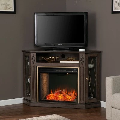 Stonstian Smart Fireplace with Media Storage Brown/Gold - Aiden Lane 5 Stonstian Smart Fireplace with Media Storage Brown/Gold - Aiden Lane - Image 3