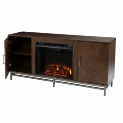 Retim Electric Fireplace with Media Storage Brown/Silver - Aiden Lane -Cheap TV Stands Store unnamed file 1955
