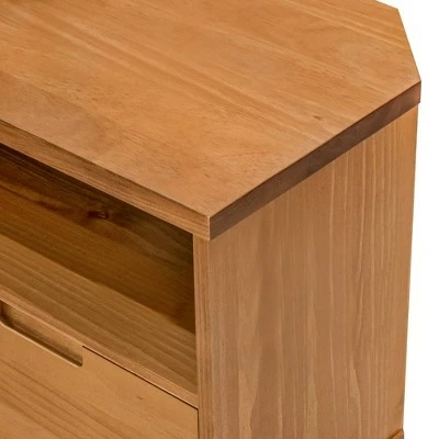 Cara Mid-Century Modern 3 Drawer Corner TV Stand for TVs up to 55" - Saracina Home Walnut 5 Cara Mid-Century Modern 3 Drawer Corner TV Stand for TVs up to 55" - Saracina Home Walnut - Image 3