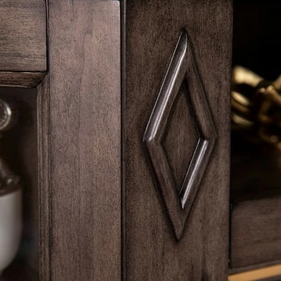 Stonstian Electric Fireplace with Media Storage Brown/Gold - Aiden Lane 4 Stonstian Electric Fireplace with Media Storage Brown/Gold - Aiden Lane - Image 2