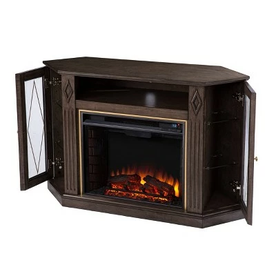 Stonstian Electric Fireplace with Media Storage Brown/Gold - Aiden Lane 11 Stonstian Electric Fireplace with Media Storage Brown/Gold - Aiden Lane - Image 9