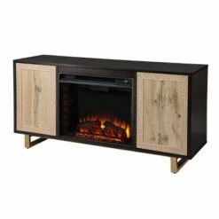 Shanmol Electric Media Fireplace with Carved Details Dark Brown/Natural - Aiden Lane -Cheap TV Stands Store unnamed file 2038