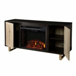 Shanmol Electric Media Fireplace with Carved Details Dark Brown/Natural - Aiden Lane -Cheap TV Stands Store unnamed file 2043