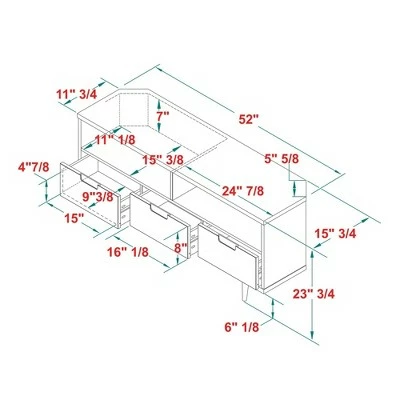 Cara Mid-Century Modern 3 Drawer Corner TV Stand for TVs up to 55" - Saracina Home Walnut 11 Cara Mid-Century Modern 3 Drawer Corner TV Stand for TVs up to 55" - Saracina Home Walnut - Image 9
