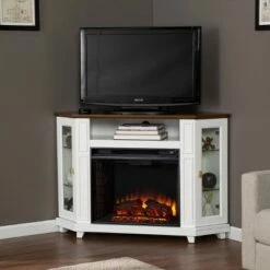 Ruldon Electric Media Fireplace with Storage White/Brown - Aiden Lane -Cheap TV Stands Store unnamed file 2094